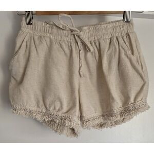 Sim & Sam Womens Shorts Size S Beige Cotton Linen Casual Boho Bermuda Chino